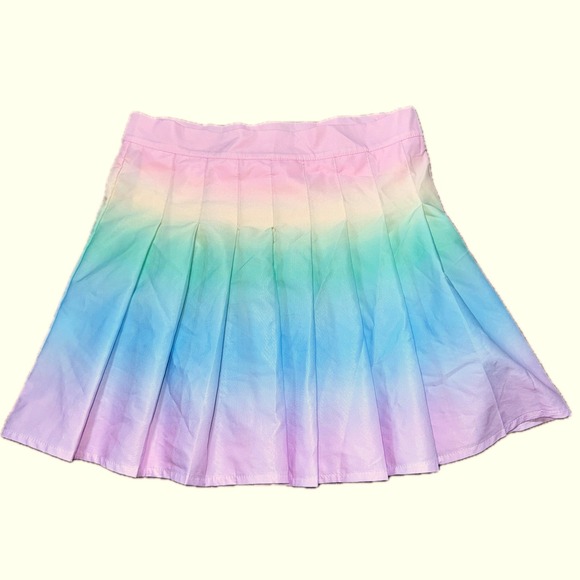 Small New Rainbow Pastel Pleated Mini Skirt Kawaii Cosplay Gay LGBT Pride - Picture 3 of 4